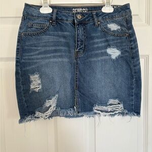 Rewash Dark Blue Distressed Mini Skirt